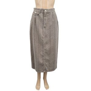 Vivaldi Jeanswear Vintage Classic Brown Herringbone Denim Midi Skirt 80s